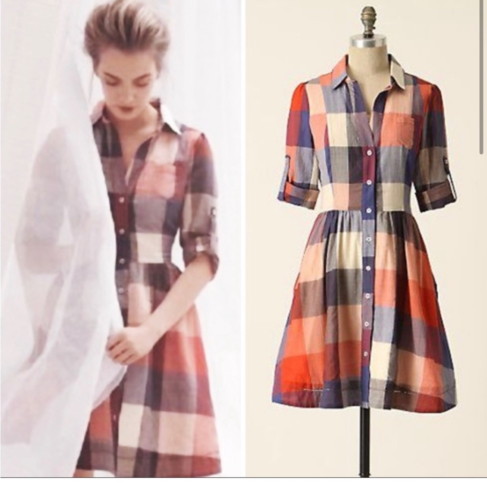Anthropologie Moulinette Soeurs Reed Plaid Shirt Dress